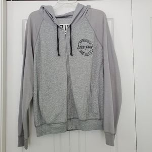 Grey PINK Zip-Up Sweatshirt